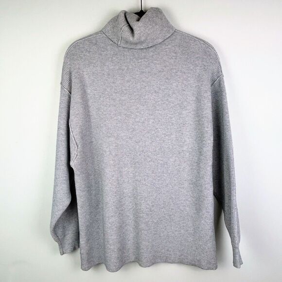 Free People Softly Structured Knit Tunic Sweater Knit Turtleneck Pullover Gray S - Picture 4 of 10